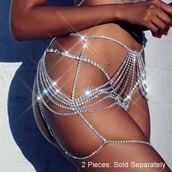 NEW Sparkling Bling Swarovski Crystal Rhinestone Bikini Bottoms +Gift! - Picture 1 of 4